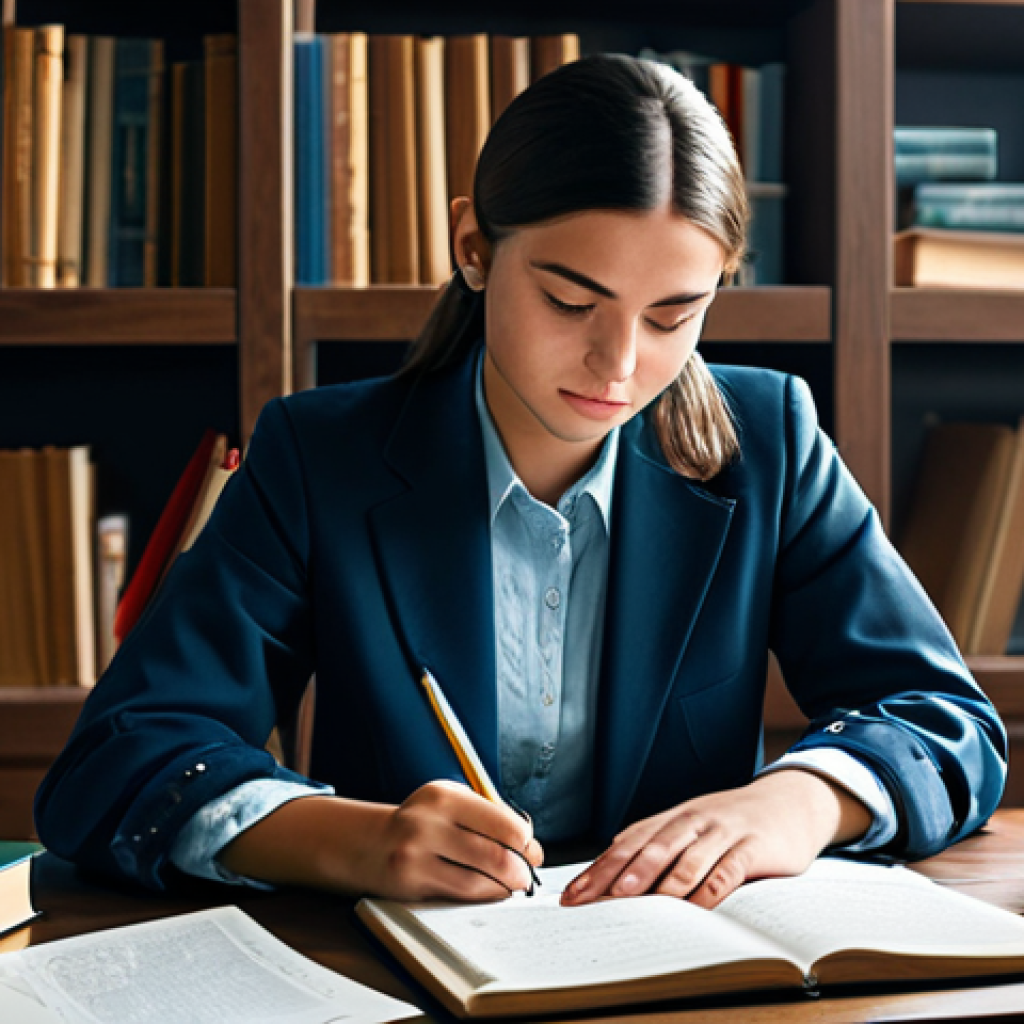 **
"A diligent student, fully clothed in modest attire, studying intently at a desk filled with books and notes, safe for work, appropriate content, perfect anatomy, natural proportions, professional lighting, family-friendly environment, brightly lit room, concept art."
**
