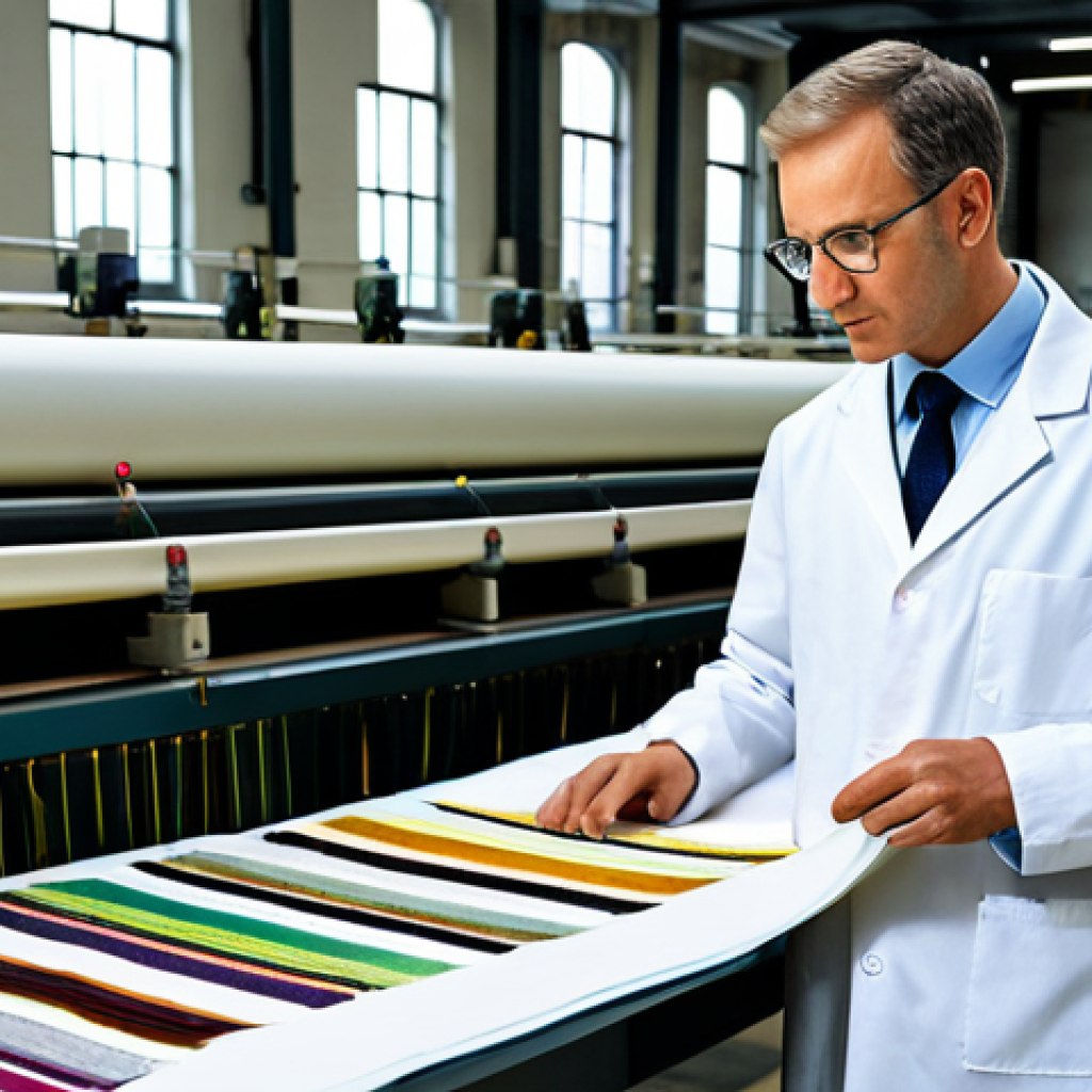 **Professional Textile Engineer:** "A professional textile engineer in a fully clothed, modest lab coat, inspecting fabric samples in a bright, modern textile mill, appropriate attire, safe for work, perfect anatomy, natural pose, professional photograph, high quality."