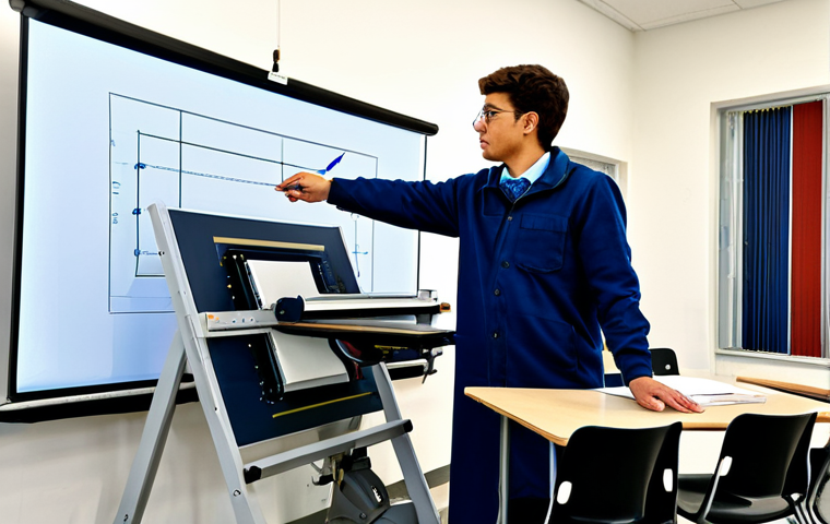 섬유기사 자격증의 효용과 미래 - ** A young textile engineer, fully clothed in professional attire, smiling confidently in a modern t...