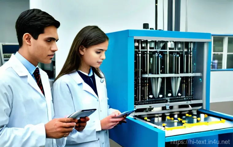 섬유기사 실기시험의 중요성 - **Prompt 1: Collaborative Learning in a Modern Textile Lab**
    "A group of diverse young adult tex...