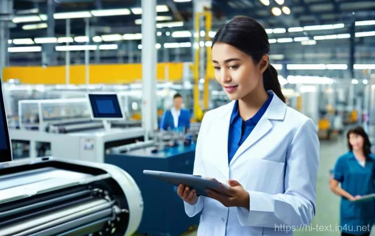 섬유기사 실기시험의 중요성 - **Prompt 2: Troubleshooting Textile Machinery with Expert Guidance**
    "A male and a female young ...