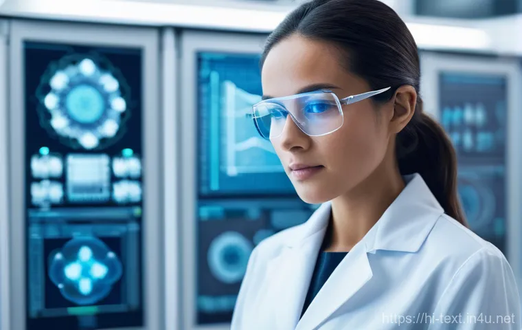 섬유기사 자격증 취득 후 커리어 패스 - Image Prompt 1: The Smart Textile Innovator in a High-Tech Lab**