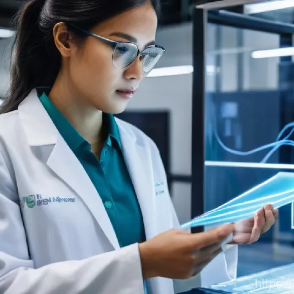 섬유기사 자격증과 관련 직업군의 특징 - **Prompt:** A dynamic, high-tech research and development lab where a diverse group of textile engin...