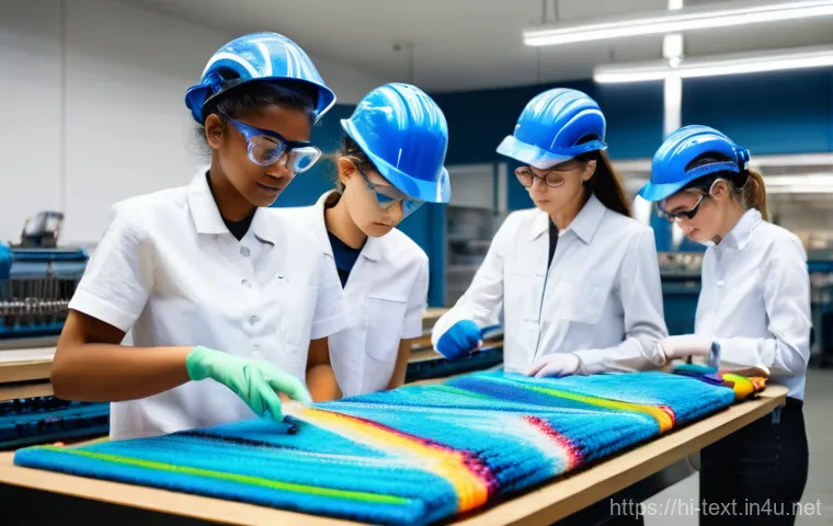 섬유기사 실기시험 연습 사례 - **Prompt 1: Focused Textile Engineering Student in Lab**
    "A highly detailed, realistic image of ...