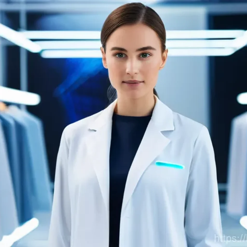 섬유기사 자격증과 관련 직업군의 전망 - **Prompt 1: Futuristic Smart Fabric Development**
    "A brilliant young female textile engineer, we...