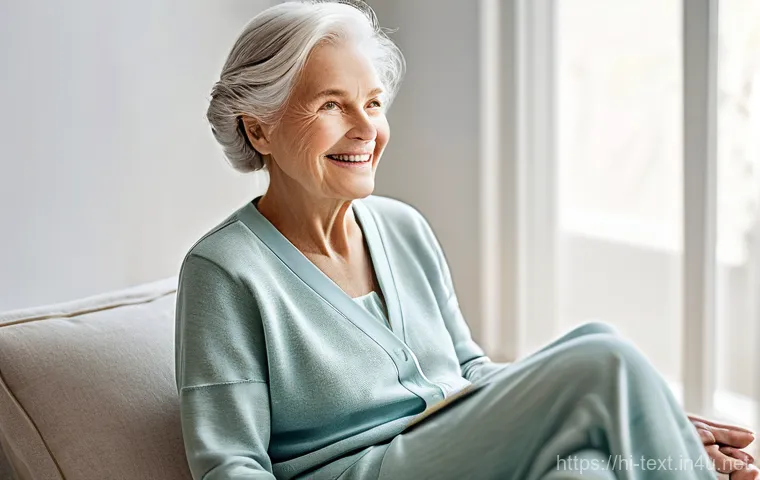 섬유기사 자격증의 미래 가능성 - **Prompt 1: Future of Home Healthcare with Smart Textiles**
A serene portrait of an elderly woma...