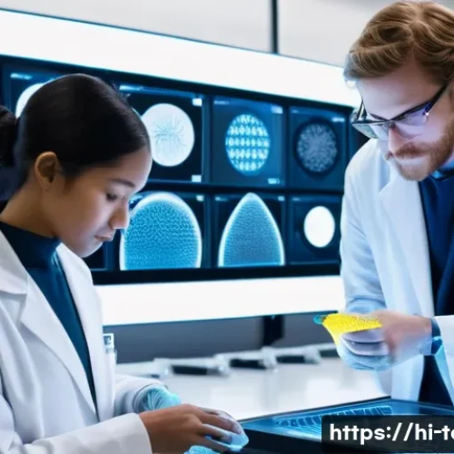 Home 31 섬유기사 필기시험의 준비 전략 - **Prompt:** "A vibrant, futuristic textile engineering laboratory where a diverse team of 3-4 adult ...