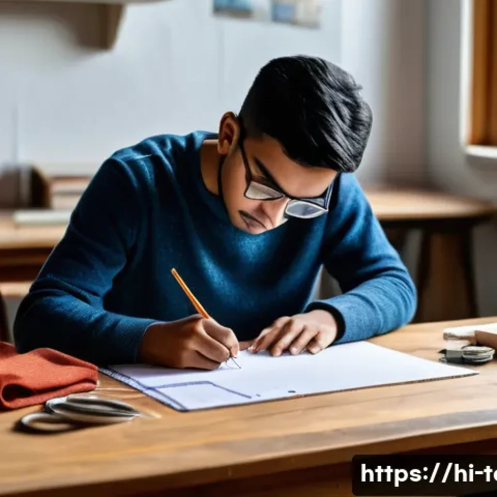 섬유기사 실기시험 꿀팁 - A focused Indian student preparing for a practical exam in a neat study environment, wearing casual ...