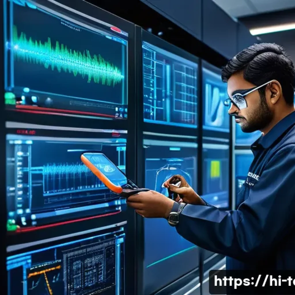 섬유기사 취업시 필요한 자격증 - A detailed, realistic image of a professional Indian fiber optic technician in a modern training lab...