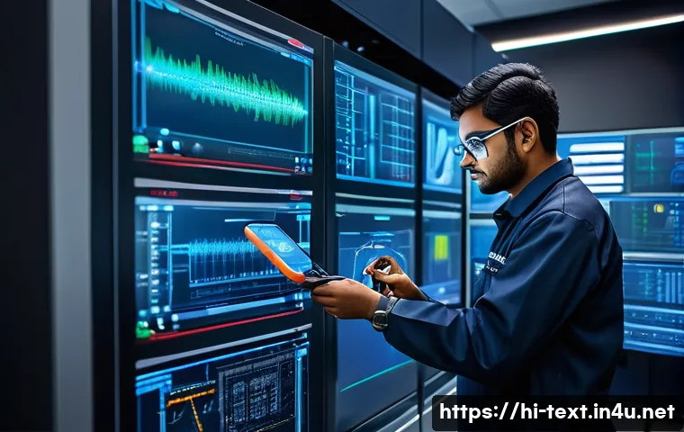 섬유기사 취업시 필요한 자격증 - A detailed, realistic image of a professional Indian fiber optic technician in a modern training lab...