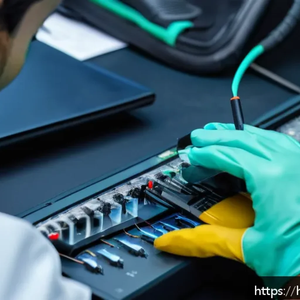 섬유기사 독학 가능성 - A detailed close-up view of a fiber optic technician&rsquo;s hands carefully splicing single-mode fiber op...