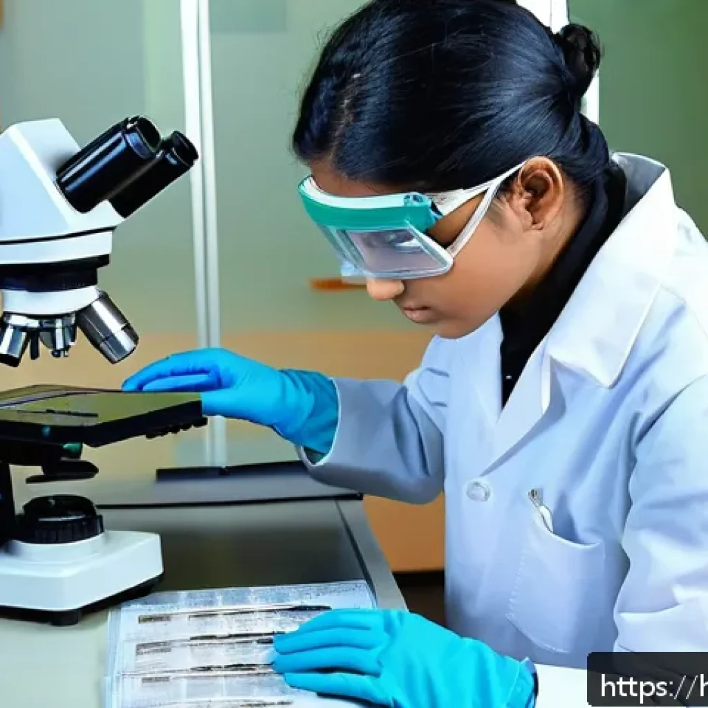 섬유기사와 실기시험 준비 체크리스트 - A detailed, realistic laboratory scene showing a young Hindi-speaking student wearing protective glo...